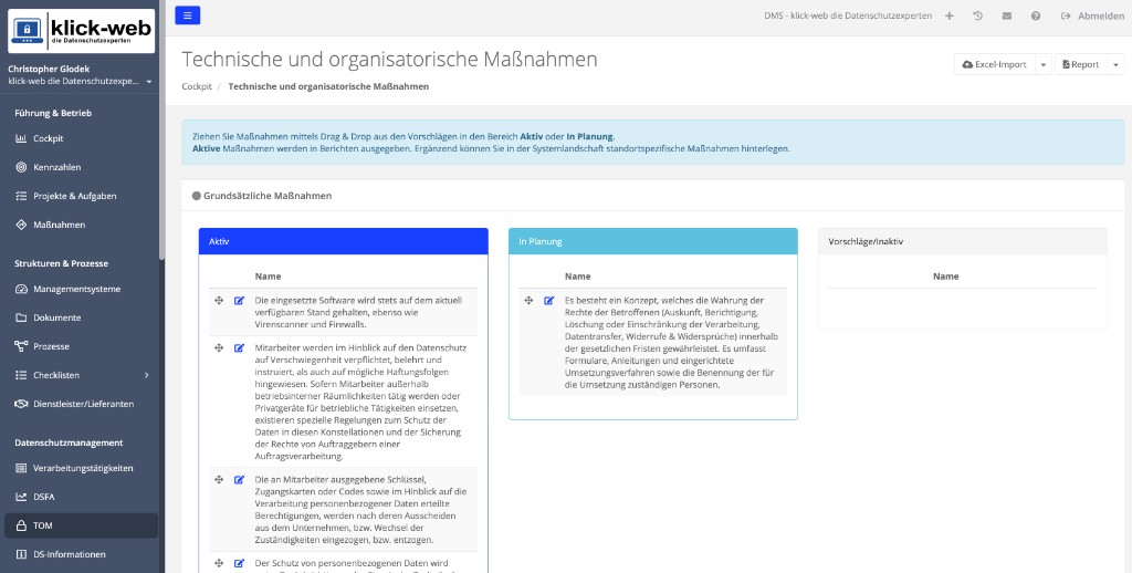 Technische und organisatorische Maßnahmen im DMS